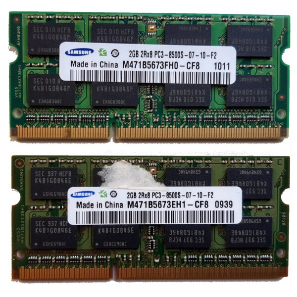 Samsung 2+2GB, 204-pin SODIMM, DDR3 PC3-8500S, 1066MHz