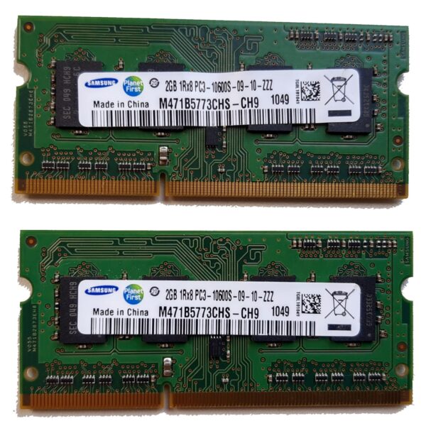 Samsung 2GB, 204-pin SODIMM, DDR3 PC3-10600S, 1333MHz